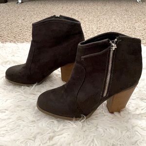 Grey zip up booties